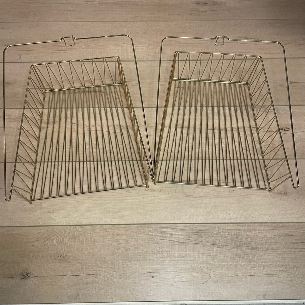 Lot of 2 IKEA KALLAX Gold Wire Hanging Baskets Cube Shelf Organizer Storage